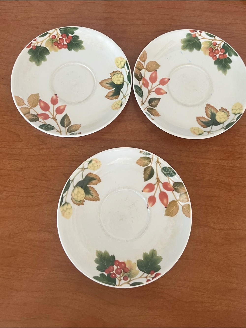 Vintage Floral Fruit Saucer - White with Green & Red Accents